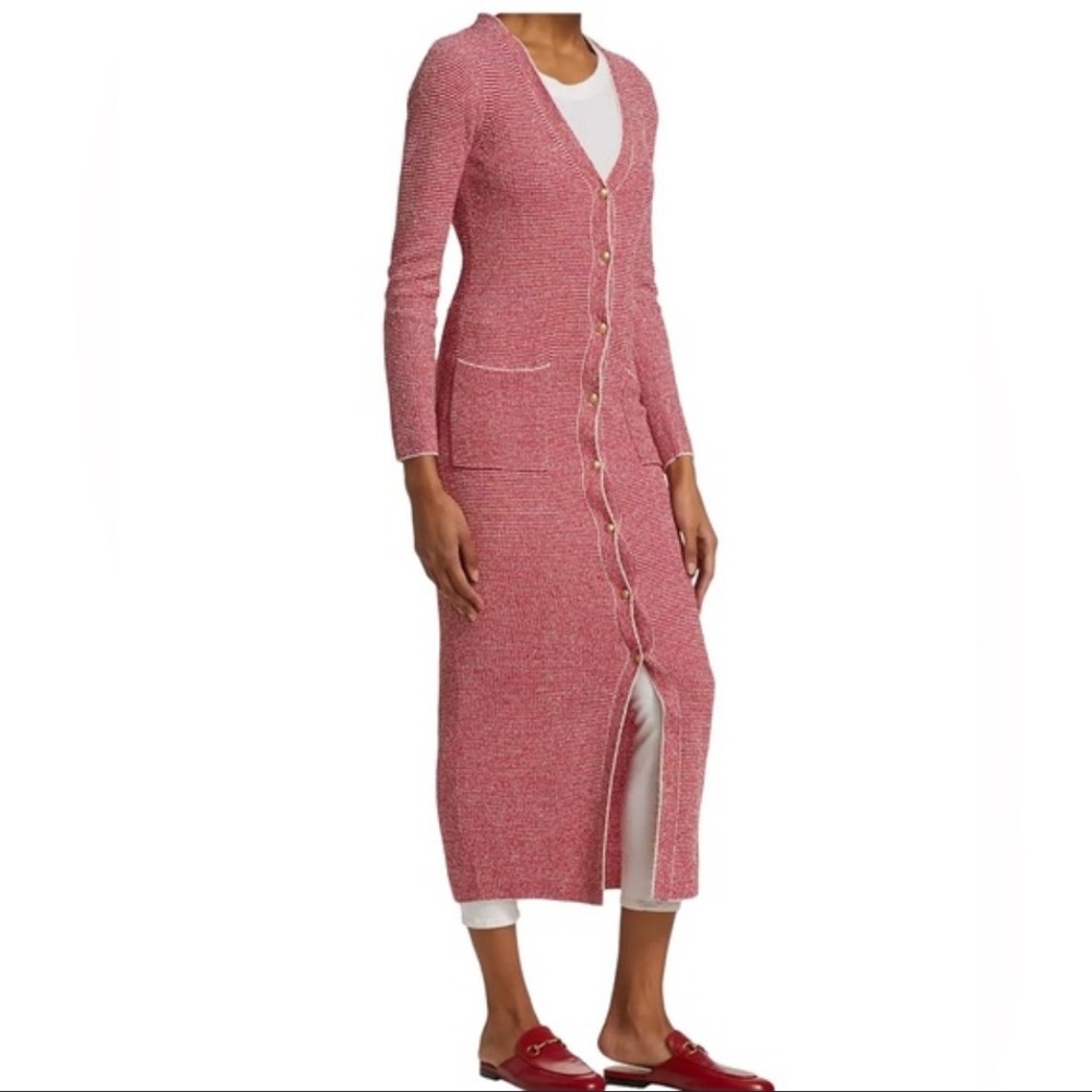 L’Agence Galena Cardigan In Red And White Striped Retail $498 Preppy Old Money